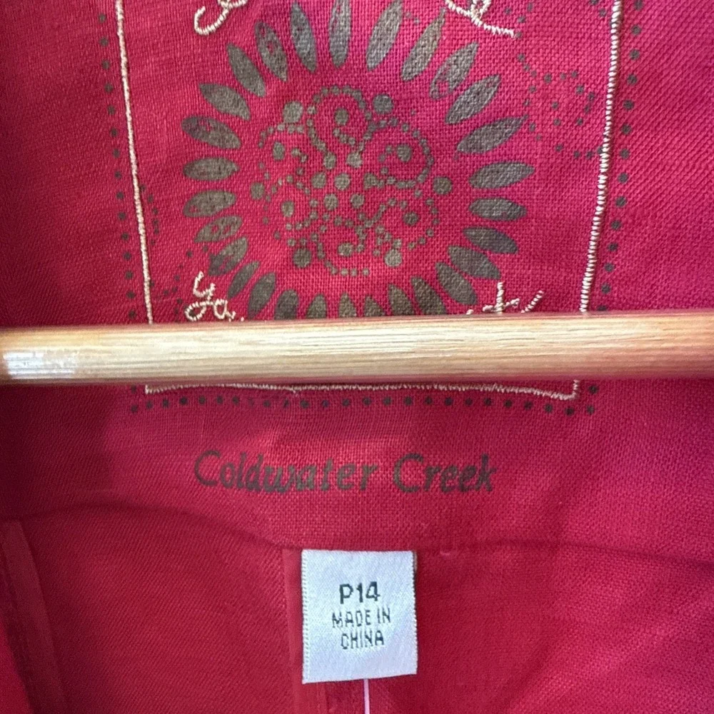 Vintage Coldwater Creek 100% Linen Button Front‎ Jacket P14 NWT Red $70